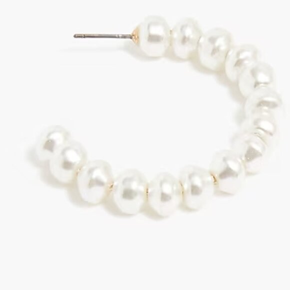 J. Crew Pearl Hoop Earrings - Picture 2 of 3